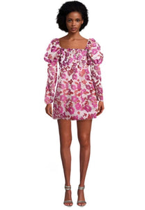 10 - collective the label pink floral jacquard mini dress