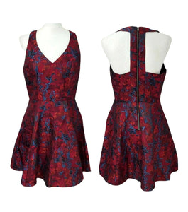 design lab red & blue jacquard t-back dress