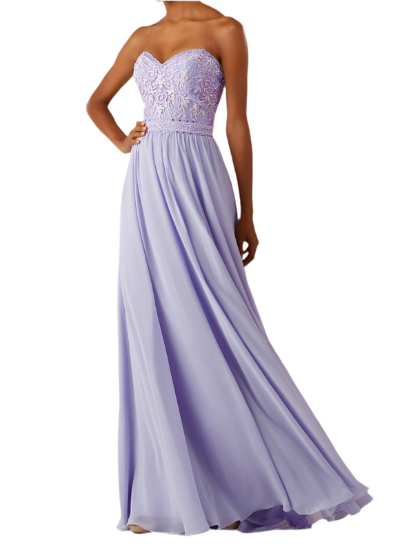 10 - morilee light purple embroidered chiffon gown