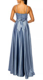 17 - b darlin blue wrapped bodice satin gown