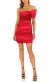 M - zara strawberry red strapless ruched mini dress