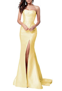 S - ssb yellow strapless mermaid gown