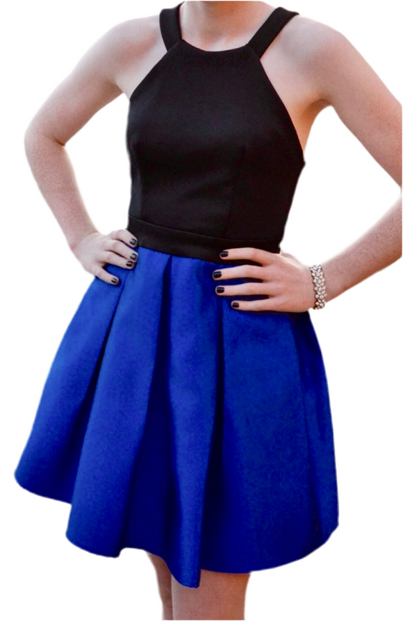 11 - teeze me black & blue fit & flare party dress