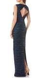 2 - js collections navy soutache ribbon fitted gown