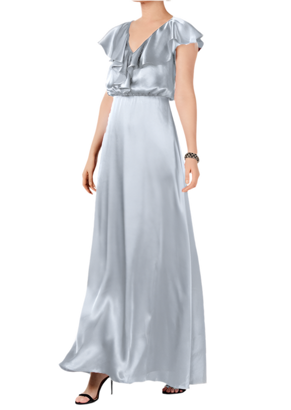 10 - adrianna papell silvery blue textured satin gown
