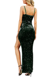 L - ssb dark green velvet sequin gown