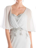 M - ssb faint silver embellished capulet gown