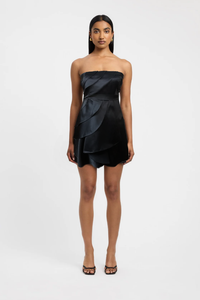 2 - 5/48 black strapless satin cocktail dress