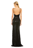 8 - mac duggal black metallic faux wrap gown