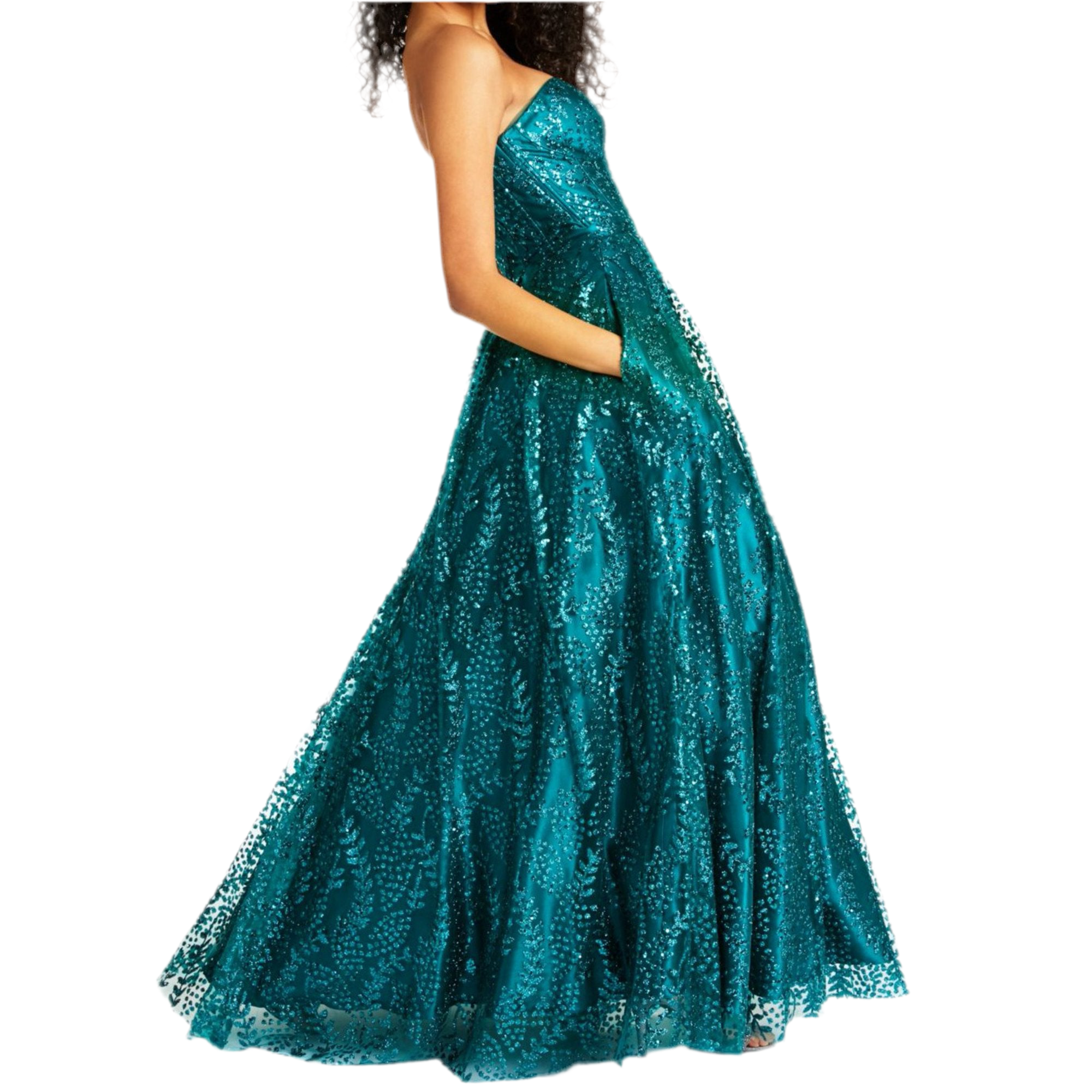 1 - blondie nites green strapless glitter ball gown 1 - blondie nites green strapless glitter ball gown