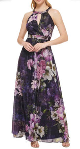 14 - jessica howard navy floral lurex gown