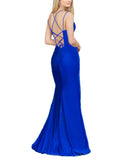 XL - dancing queen royal blue strappy back ruched gown