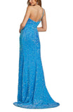 8 - ssb turquoise blue one shoulder sequin gown