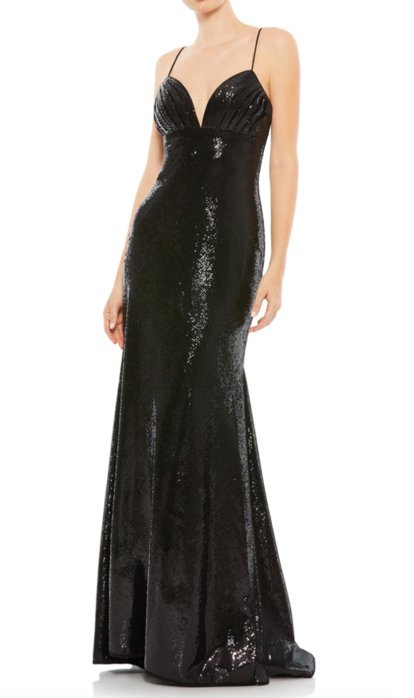 ieena for mac duggal black sequin gown style #26414
