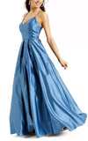 15 - blondie nites blue lace up satin ball gown