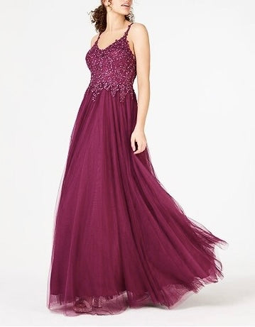 3 - say yes to the prom berry embellished tulle ball gown