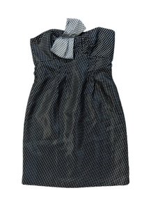 max & cleo b&w strapless patterned cocktail dress
