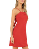 8 - paper closet red linen textured tie back dress