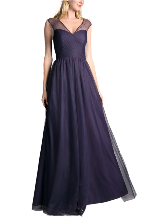 12 - la divine eggplant pleated bodice tulle gown