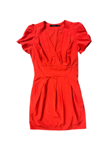 S - ark & co orange puff sleeve casual dress