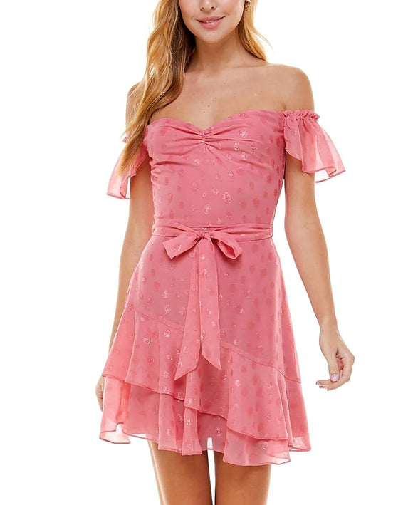 9 - city studio pink off the shoulder summer dress