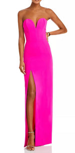 L - amanda uprichard hot pink strapless gown