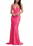 14 - ssb hot pink sequin strappy gown