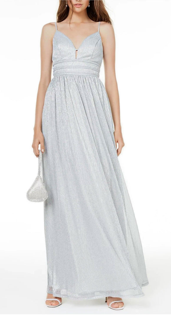 15 - city studio silver metallic crinkle gown