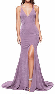 8 - ssb light purple glitter fitted gown