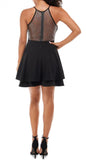 XL - emerald sundae black confetti glitter halter dress