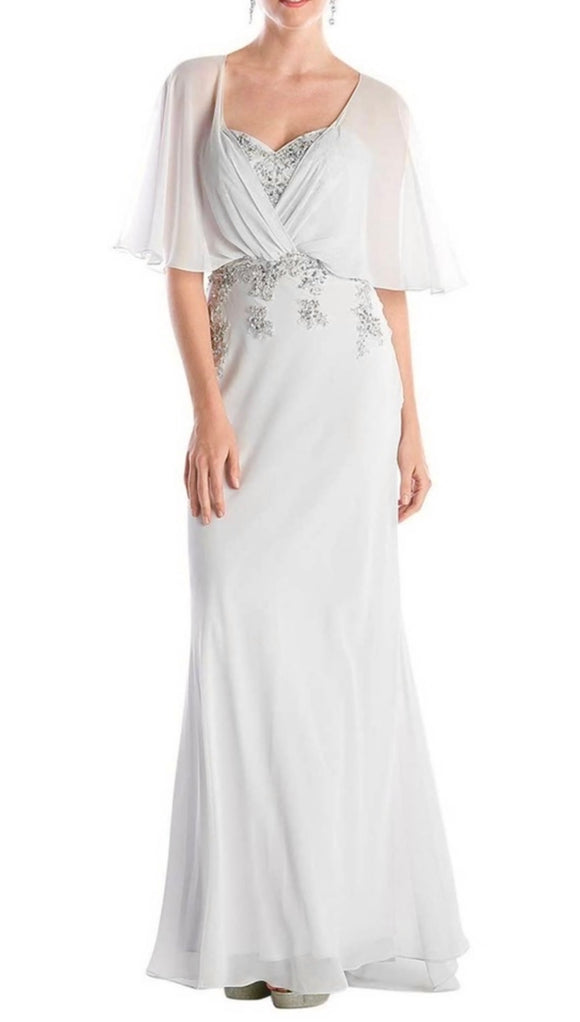 M - ssb faint silver embellished capulet gown