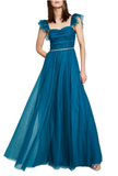3 - city studio teal ruched tulle gown