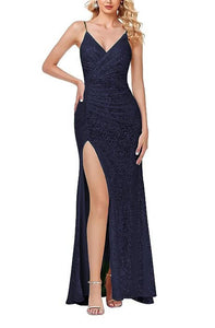 12 - ssb navy ruched sequin gown