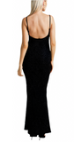 XL - ssb black glitter cowl scoop back gown
