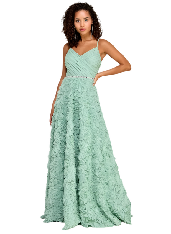 9 - say yes to the prom green rosette gown