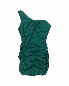 L - ssb green one shoulder twisted bodice ruched mini dress