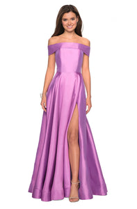 8 - la femme purple off the shoulder ball gown