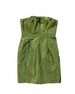 10 - j crew olive green strapless silk cocktail dress