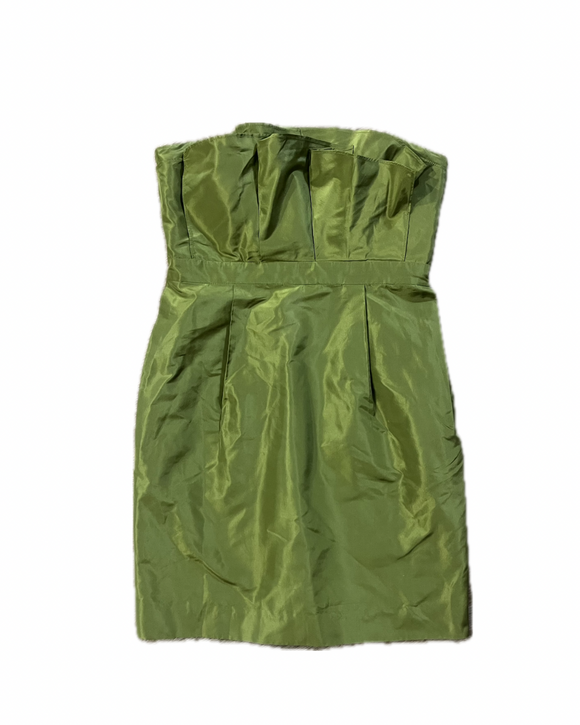 10 - j crew olive green strapless silk cocktail dress
