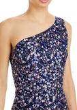 4 - ramy brook olivia navy mini floral sequin one shoulder gown