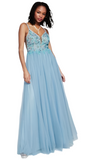 1 - say yes to the prom blue beaded tulle ball gown