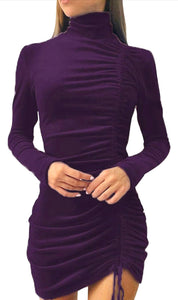 S - ssb purple velvet shirred party dress