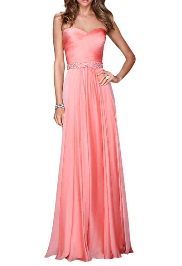 la femme 20527 coral pleated wrap bodice gown with embellished waist