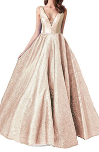 10 - ssb gold shimmery deep v ball gown