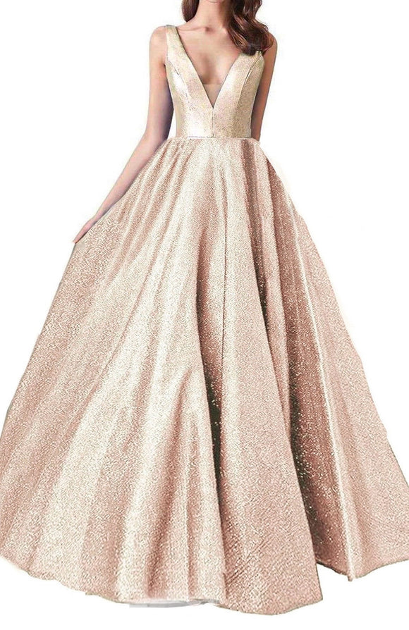 10 - ssb gold shimmery deep v ball gown