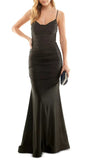 b darlin black ruched mermaid gown