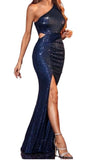 M - ssb navy small double cutout sequin gown