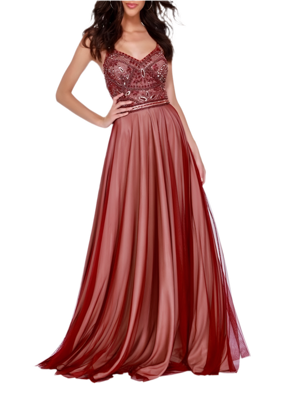 6 - shail k burgundy beaded gown
