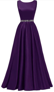 14 - ssb purple sleeveless embellished belt ball gown