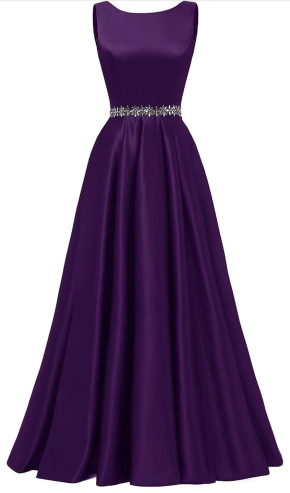 14 - ssb purple sleeveless embellished belt ball gown